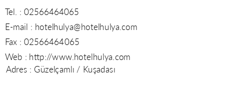Hlya Hotel telefon numaralar, faks, e-mail, posta adresi ve iletiim bilgileri